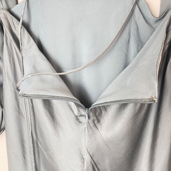 ASTR The Label Quinn MaxiDress Sage Gray Long Sleeve Satin Gown Medium - Picture 7 of 7